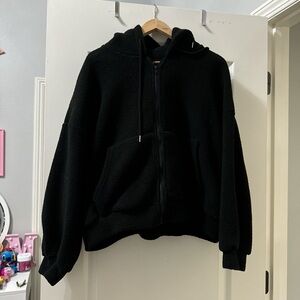 Black Wool Zip-Up Hoodie